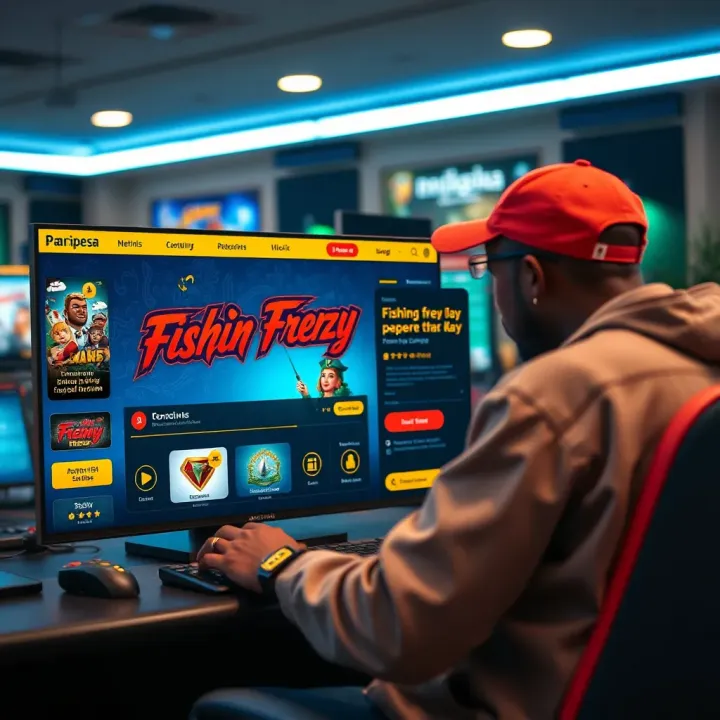 Player navigating online casino platform to access Fishin Frenzy demo in Nigeria