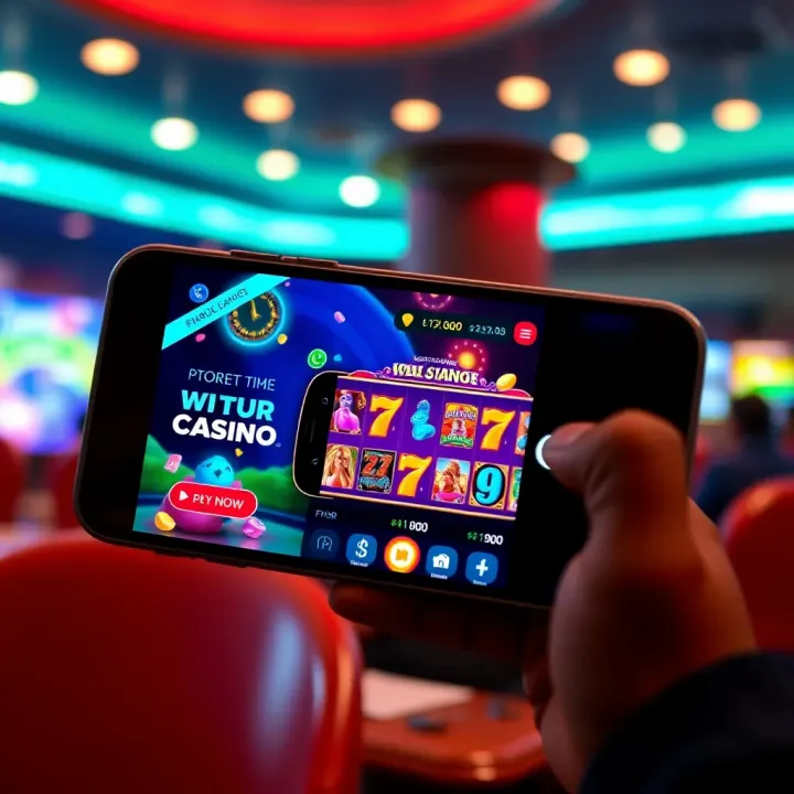 Smartphone displaying a vibrant mobile casino interface with slot games and user balance in Nigerian Naira