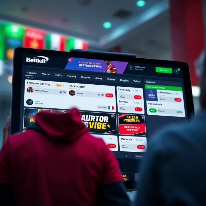 A digital interface displaying Nigerian accumulator betting options with highlighted features