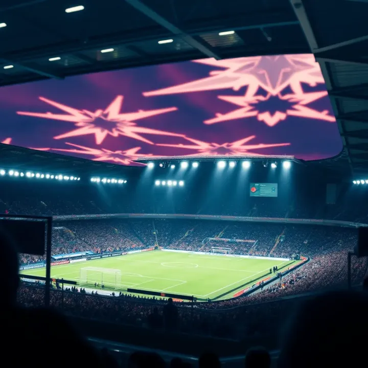 Dynamic Premier League football stadium illuminated during an evening match