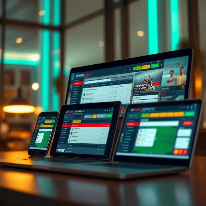 Modern digital interface showcasing Paripesa.com's online betting platform on various devices
