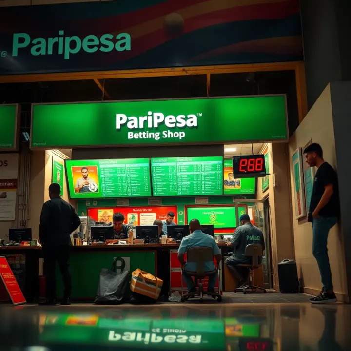View of a legitimate Paripesa betting shop in Abuja with customers placing bets