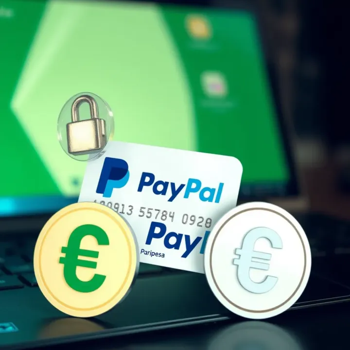 Graphic illustrating secure online payment with PayPal and Nigerian Naira currency symbols