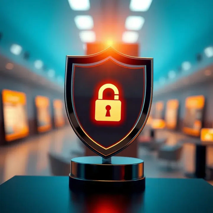 Visual representation of account protection with shield and secure lock icon