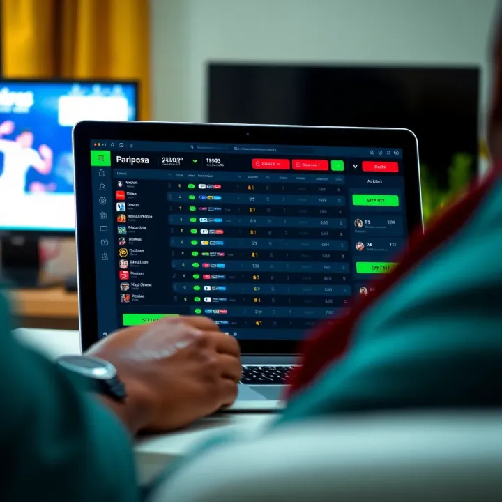 User navigating the Paripesa online sports betting platform interface on a laptop