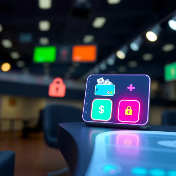 Secure online transaction with digital wallet icons representing deposits and withdrawals in online betting