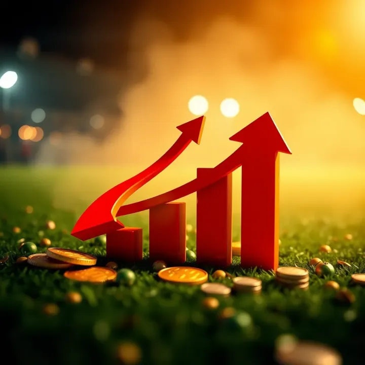 Graphic showing increased betting returns with upward trending arrows and coins symbolizing boosted winnings