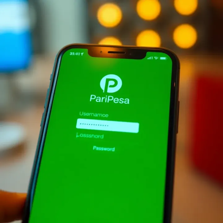 Screenshot of Mobile Paripesa login screen on a smartphone displaying username and password fields