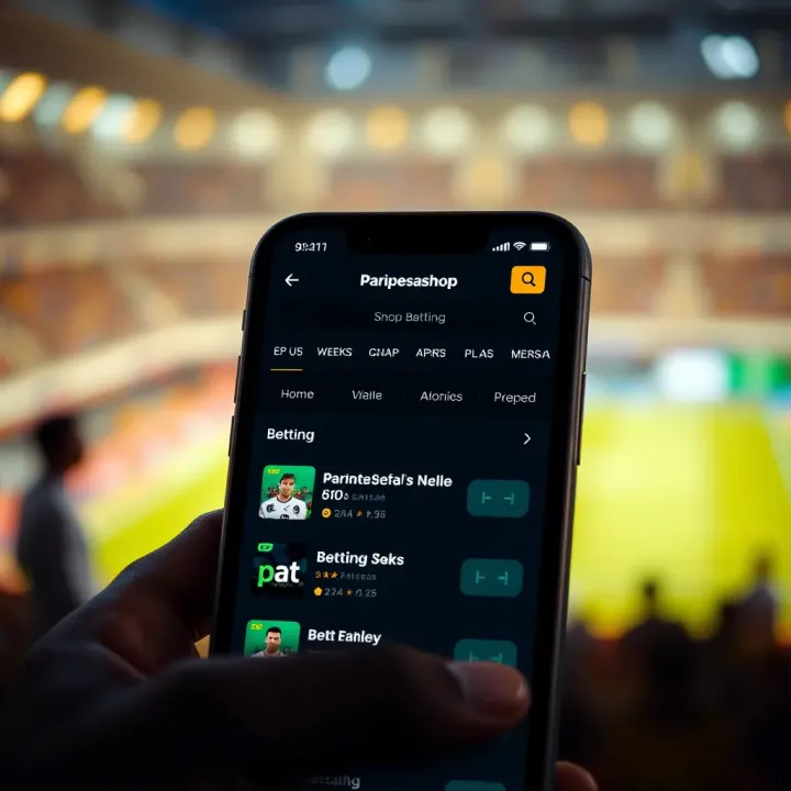 Screenshot showing the main interface of paripesashop old mobile platform with betting options visible