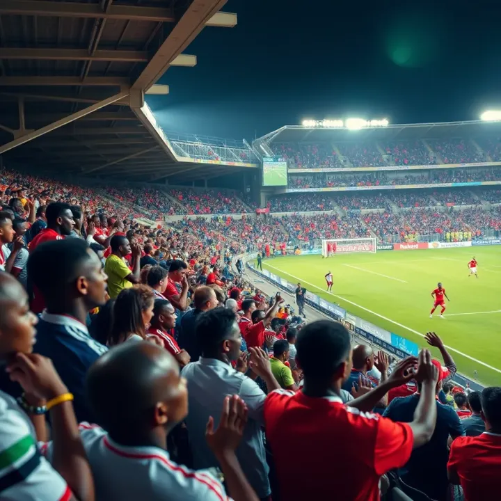 African football stadium filled with enthusiastic fans during AFCON match