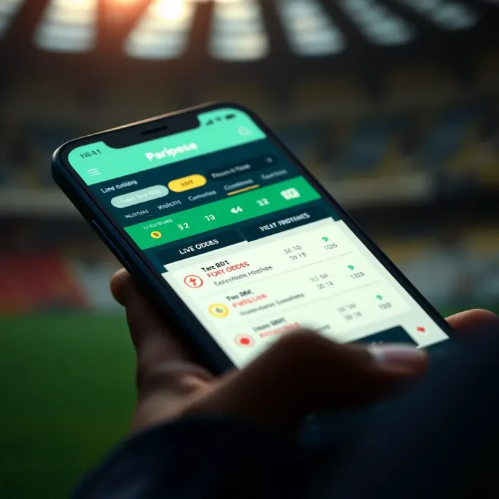User interface of the Paripesa APK app showing betting options and live odds on a mobile device