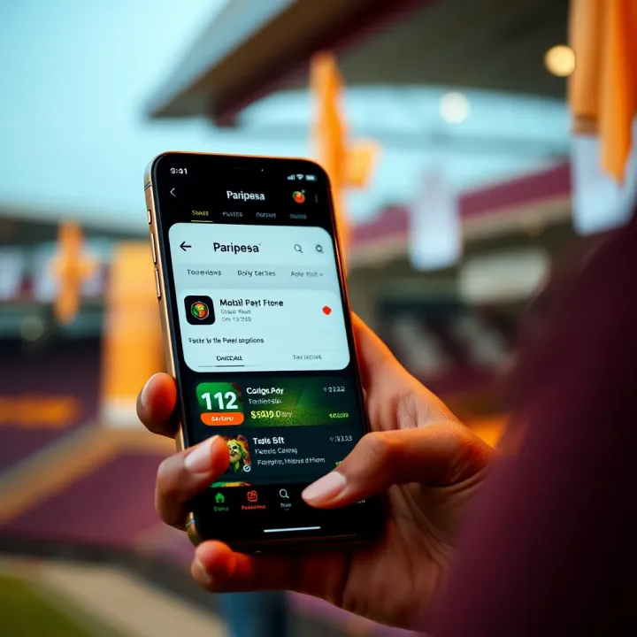 Paripesa App Interface Showcasing Betting Options and Live Odds Mobile device displaying Paripesa app interface with betting options and live odds