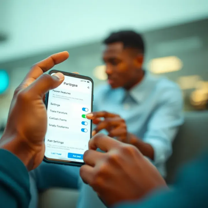 User interacting with smartphone showing settings and troubleshooting options for Paripesa app