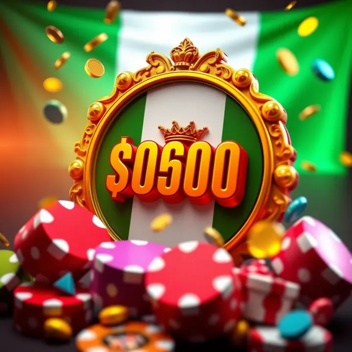 Colorful casino bonuses and promo code symbols with Nigerian flag