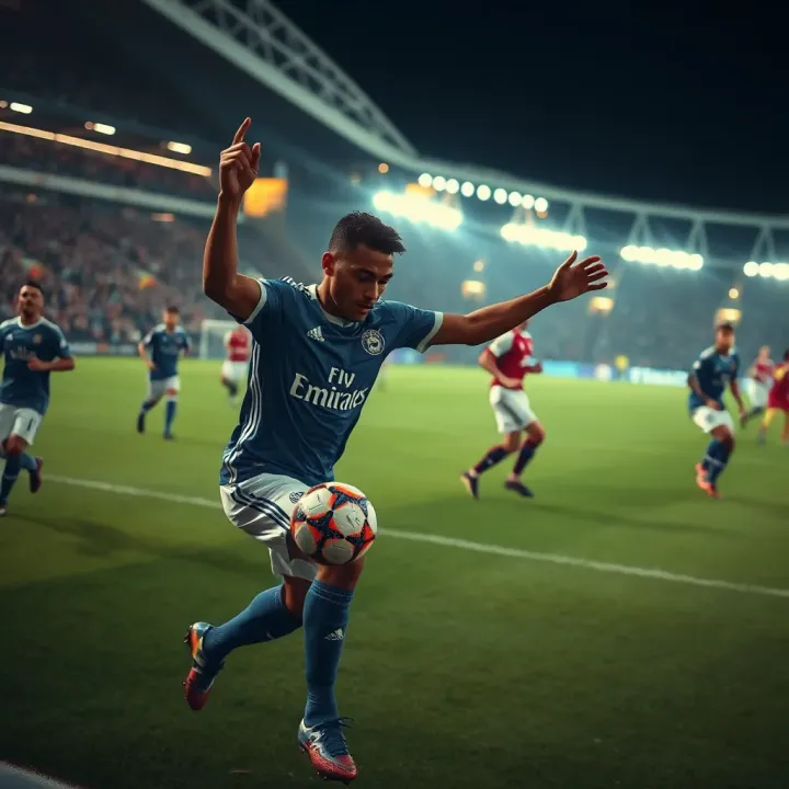 Dynamic Champions League football action showcasing teams competing intensely on the field