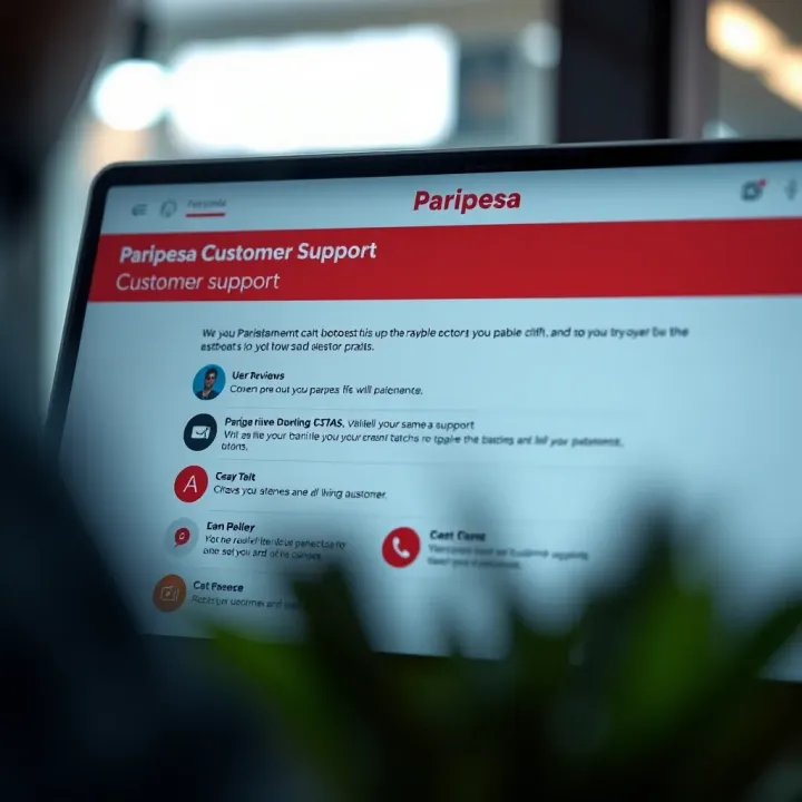 Customer support screen with options for contacting Paripesa assistance