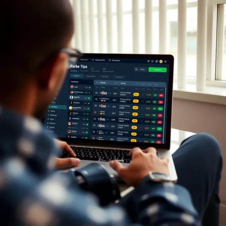 A digital dashboard displaying odds and betting tips for football matches on a laptop screen