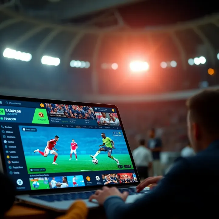 Paripesa platform interface displaying live football match streaming with betting options