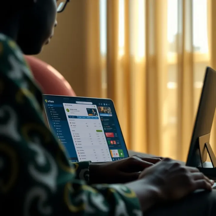 Accessing Paripesa Platform in Nigeria User accessing the Paripesa online betting platform on a laptop in Nigeria