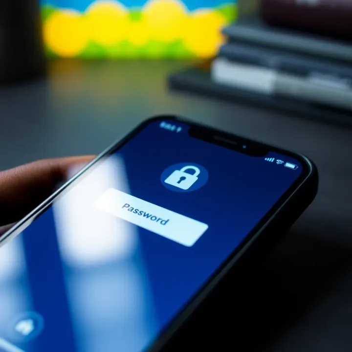 Secure login interface on a smartphone highlighting password protection and security icons