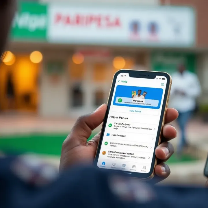Mobile phone displaying Paripesa app interface with help options