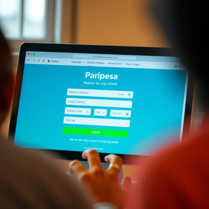 User interface of Paripesa showcasing the registration page with fields for personal details