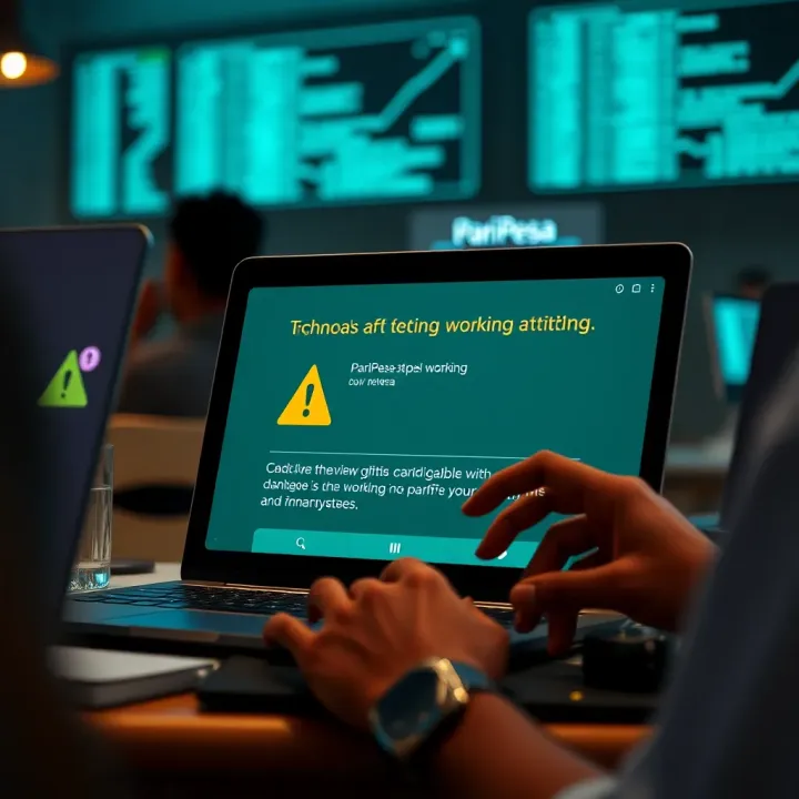 Illustration showing a digital platform experiencing technical difficulties with error symbols