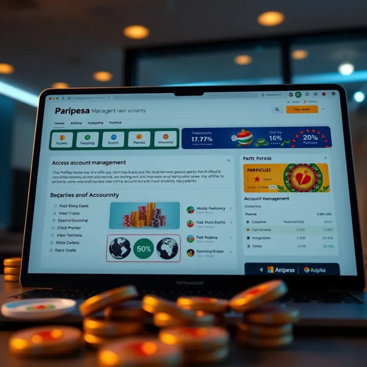 Dashboard displaying account management options and affiliate program features on Paripesa platform