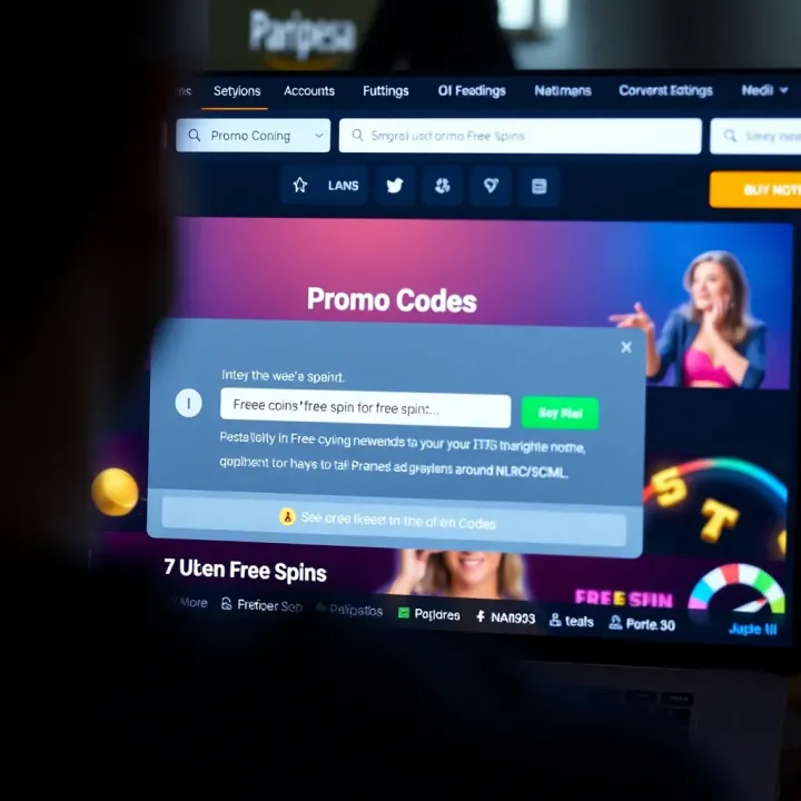 Graphic of a user interface displaying promo code input and confirmation of free spin activation on a betting website