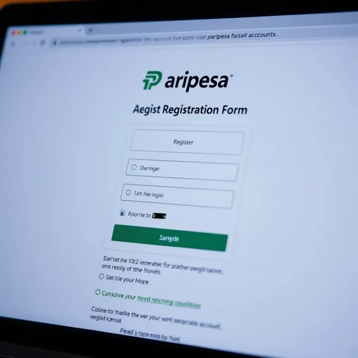User interface showing registration form fields for new Paripesa account