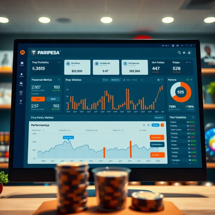 Dashboard of Paripesa Shop Desktop highlighting betting statistics and shop performance metrics