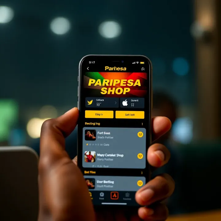 Mobile phone displaying Paripesa Shop betting platform interface with various betting options