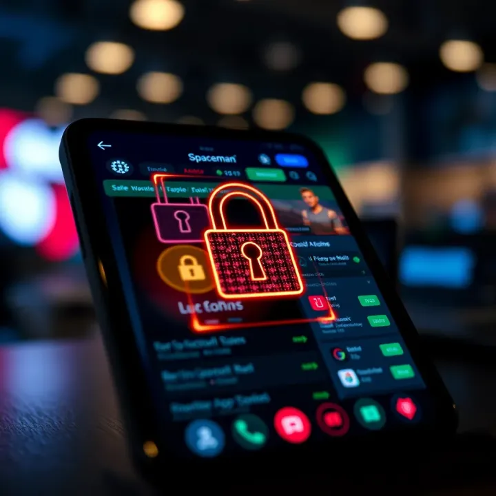 Illustration showing a digital lock symbol over a mobile screen displaying a betting app interface