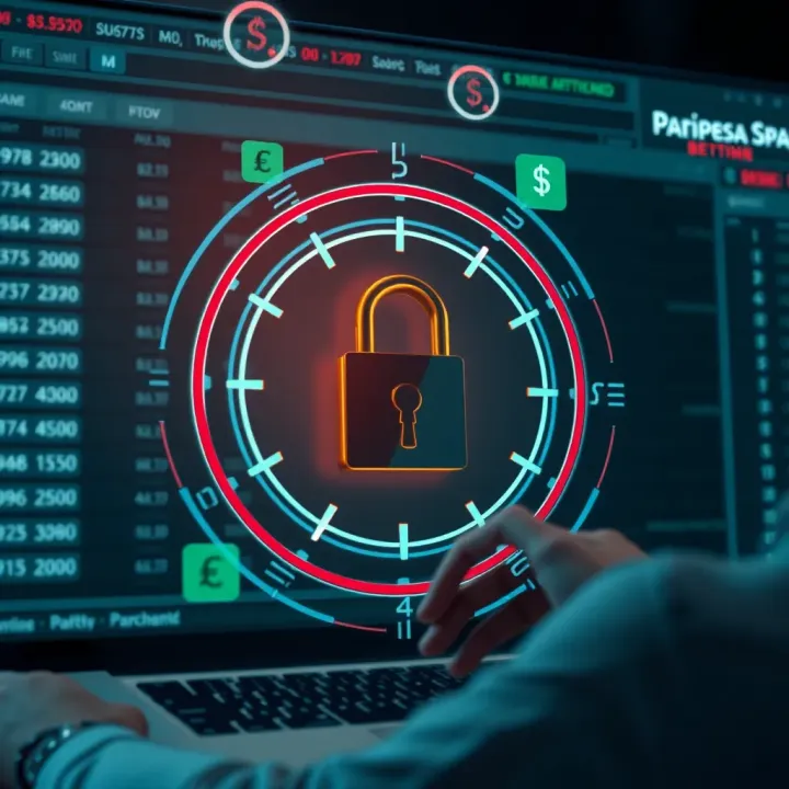 Secure online betting environment with digital lock and currency symbols representing safety and financial transactions