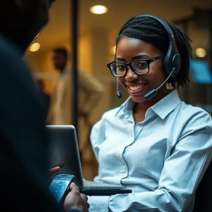 Customer support interaction showing live chat assistance on a smartphone