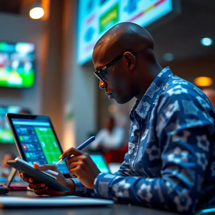 Informed Betting with Live Football Results on Paripesa Nigerian bettor analyzing live football results on Paripesa for informed betting