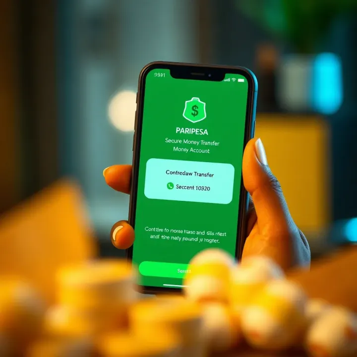 Secure mobile transaction confirmation screen showing successful transfer