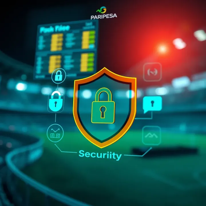 Illustration of secure online betting with shield and lock icons
