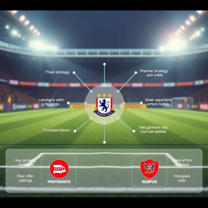 Illustration of a Premier League football pitch with icons representing betting strategies and factors influencing odds