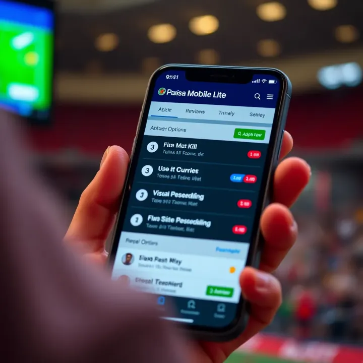 User interface of Paripesa Mobile Lite displaying available betting options on a mobile device