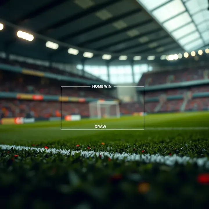 Diagram illustrating the concept of predicting football match outcomes with options for home win, draw, and away win
