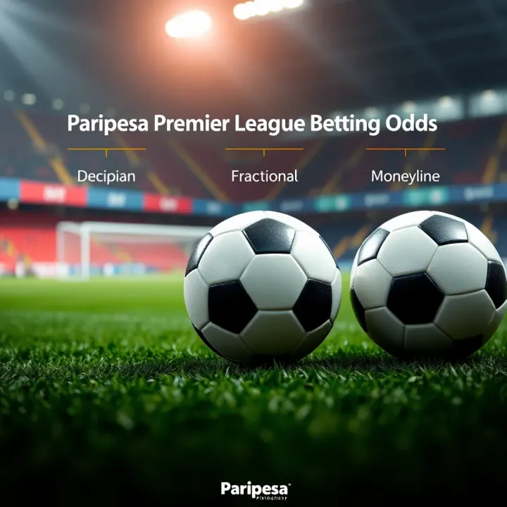 Graphic showing different types of betting odds formats like decimal, fractional, and moneyline with Premier League soccer balls