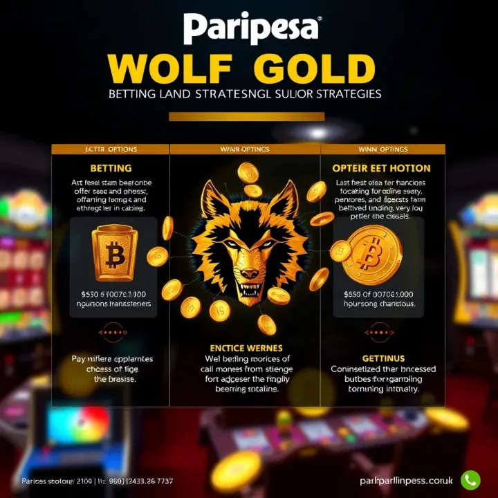 Betting Choices and Winning Strategies for Paripesa Wolf Gold Slots Graphical representation of various betting options and winning strategies for online slot gaming on the Paripesa platform