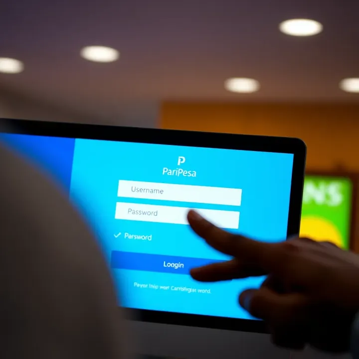 User interface displaying the Web Paripesa login page with fields for username and password